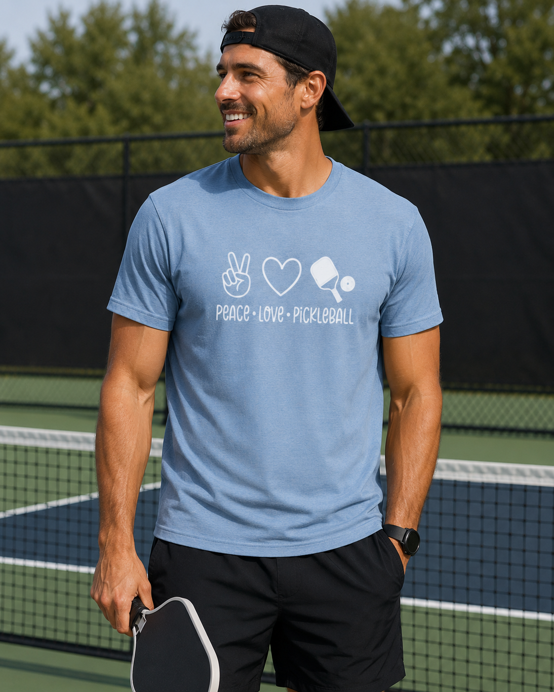 Peace Love Pickleball Graphic Tee | Cute Pickleball Shirt for Women & Men - Unisex Soft style T-Shirt