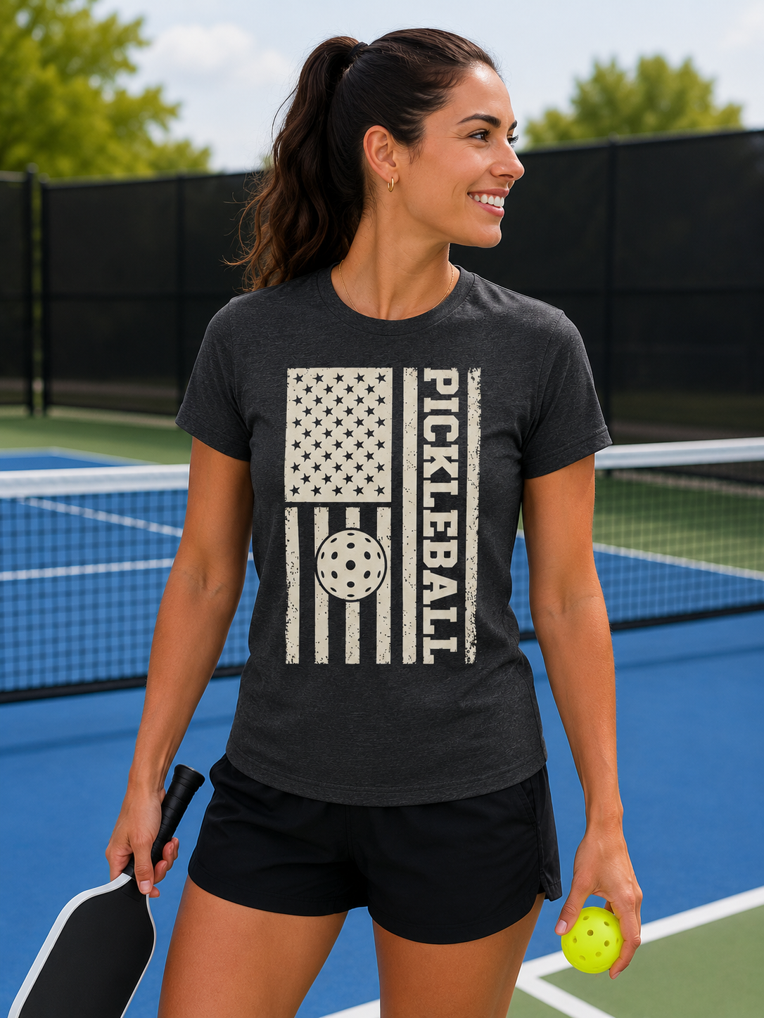 Pickleball American Flag Shirt – Distressed Patriotic Pickleball Tee for Men & Women