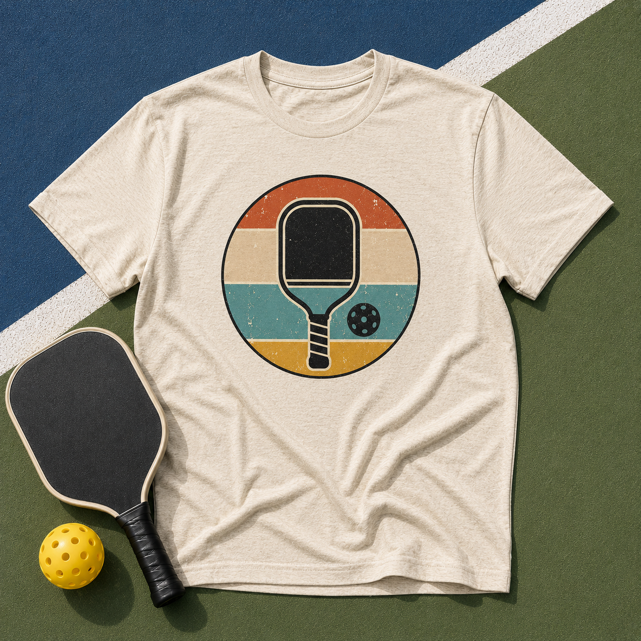 Retro Pickleball Paddle Vintage Graphic T-Shirt | Classic Retro Court Style Tee Unisex Soft style T-Shirt