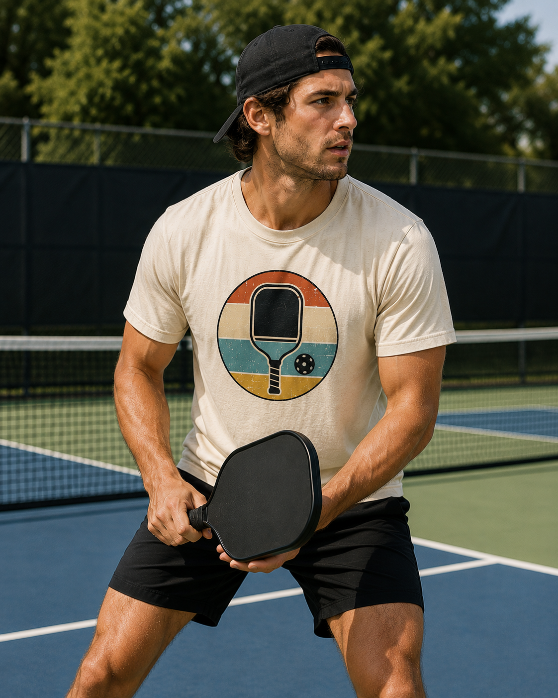 Retro Pickleball Paddle Vintage Graphic T-Shirt | Classic Retro Court Style Tee Unisex Soft style T-Shirt