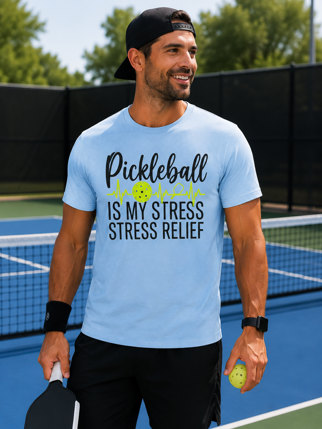 Pickleball Is My Stress Relief Shirt – Funny Pickleball Therapy Tee for Men & Women