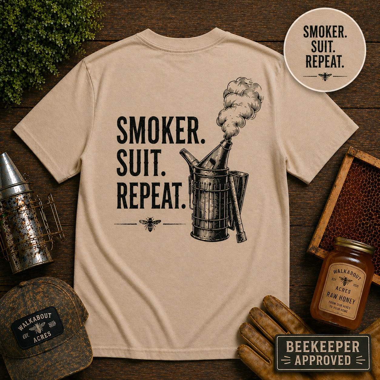 Smoker Suit Repeat Shirt | Beekeeper T-Shirt | Beekeeping Apparel