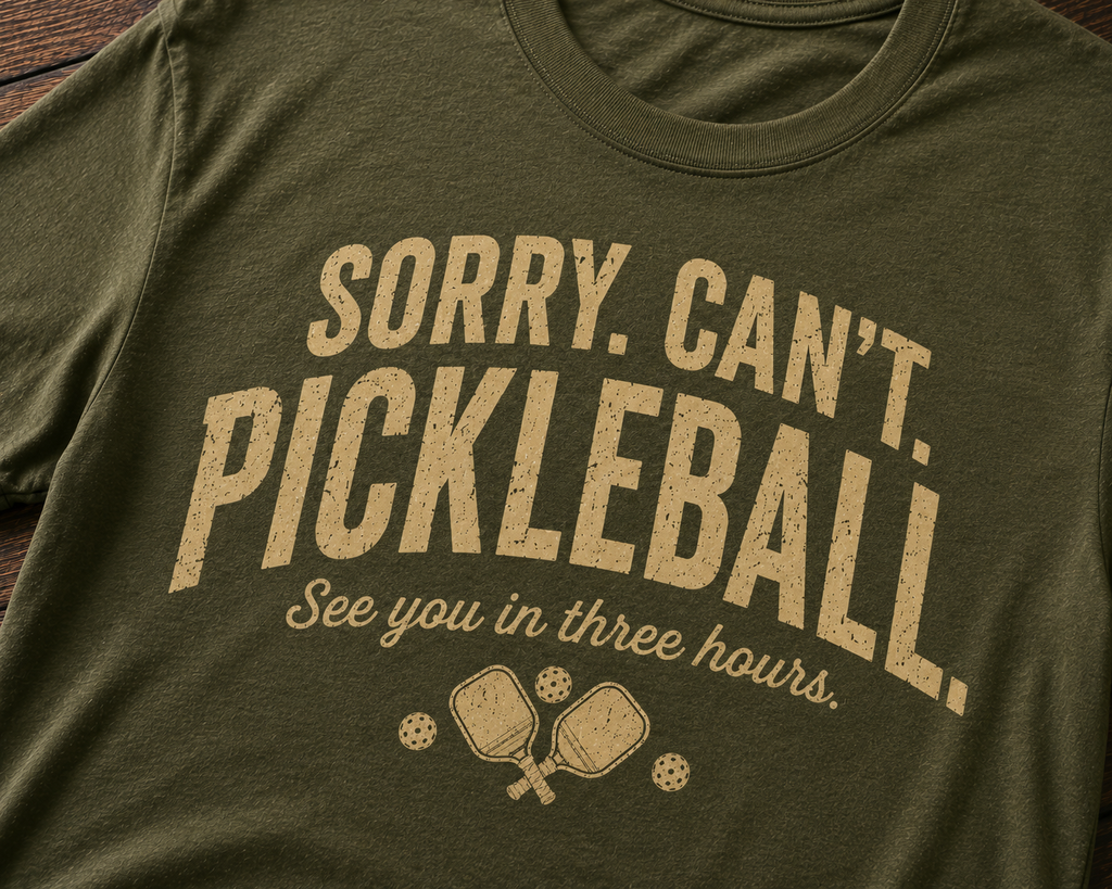 “Sorry. Can’t. Pickleball.” Funny Pickleball Shirt | Vintage Pickleball Tee Unisex Softstyle T-Shirt