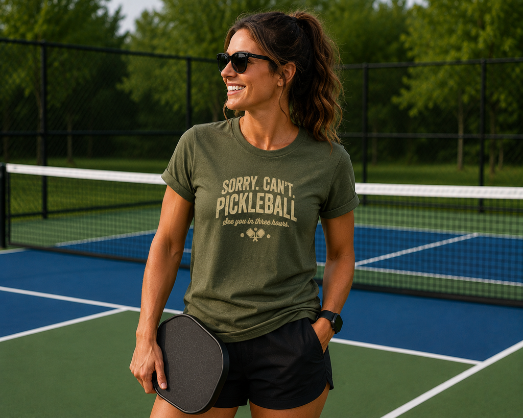 “Sorry. Can’t. Pickleball.” Funny Pickleball Shirt | Vintage Pickleball Tee Unisex Softstyle T-Shirt