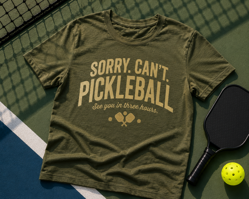 “Sorry. Can’t. Pickleball.” Funny Pickleball Shirt | Vintage Pickleball Tee Unisex Softstyle T-Shirt