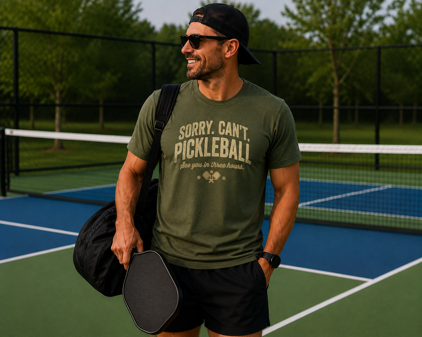 “Sorry. Can’t. Pickleball.” Funny Pickleball Shirt | Vintage Pickleball Tee Unisex Softstyle T-Shirt