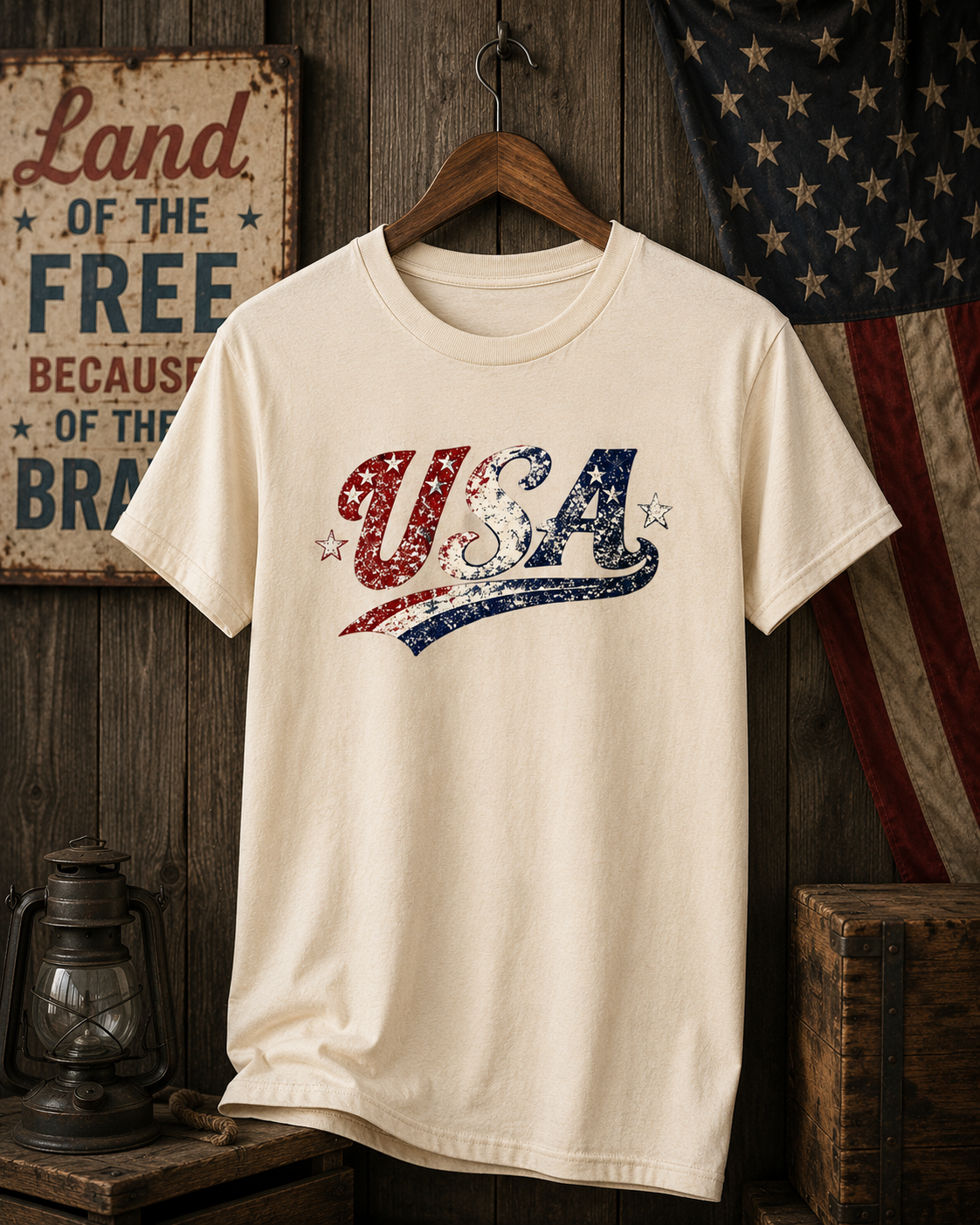 USA Patriotic Vintage T-Shirt | Distressed Red White & Blue Americana Graphic Tee