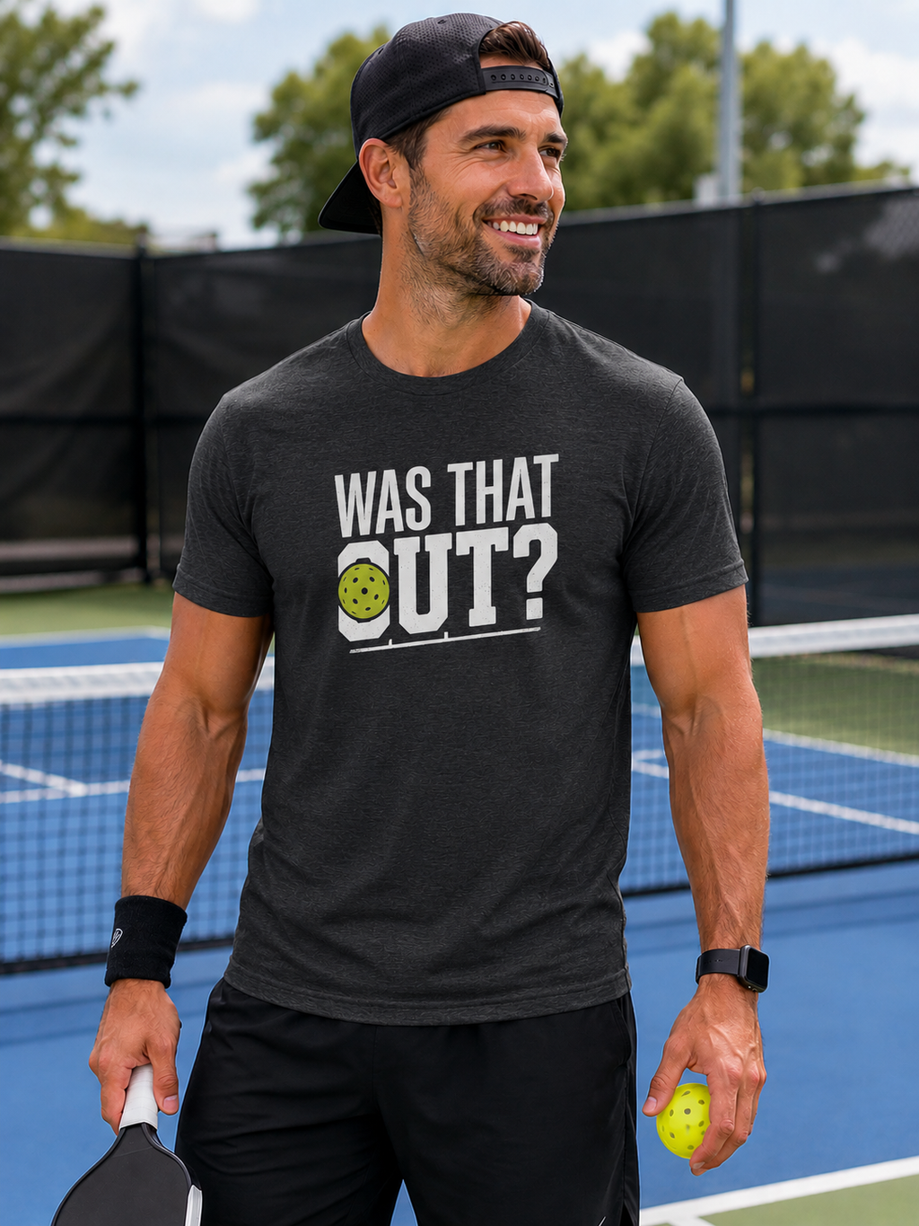 Was That Out? Pickleball Shirt – Funny Pickleball Tee | Pickleball Player Gift | Retro Court Humor Graphic T-Shirt