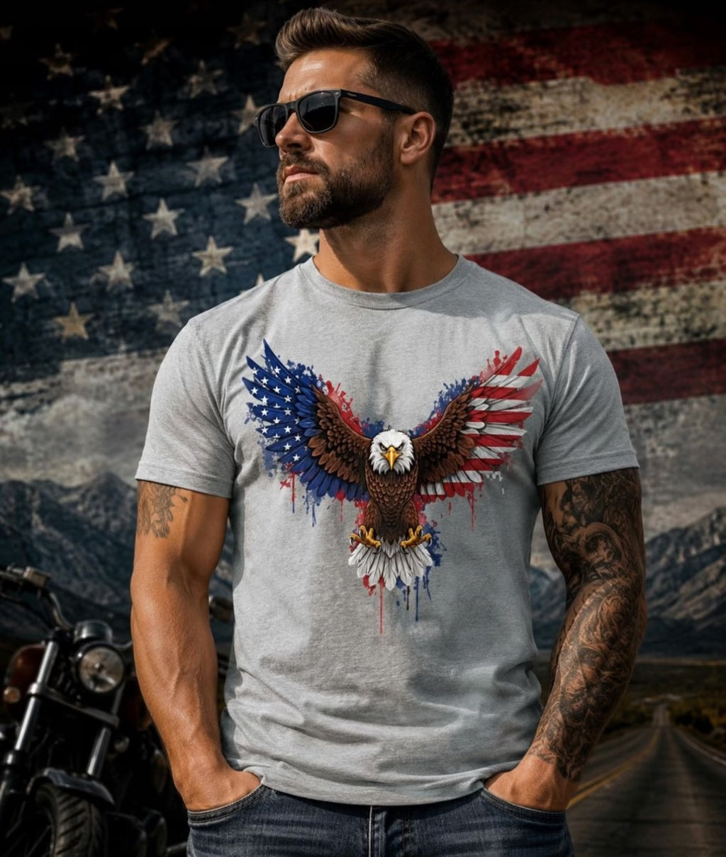 Patriotic American Eagle T-Shirt | USA Flag Wings Graphic Tee | Fourth of July Shirt | America Pride Apparel